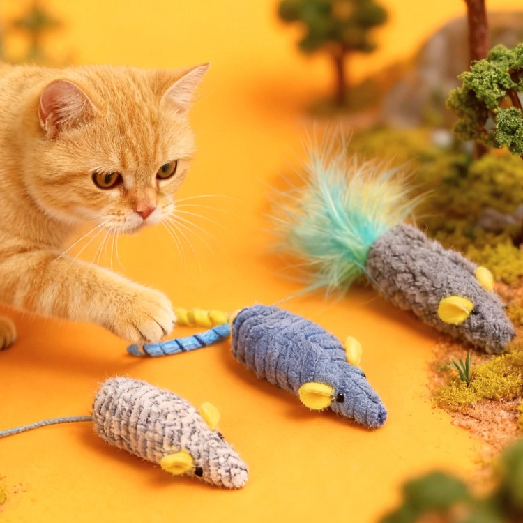 Catnip Interactive Plush Mouse - Giocattoli per gatti 3 pezzi Peluche