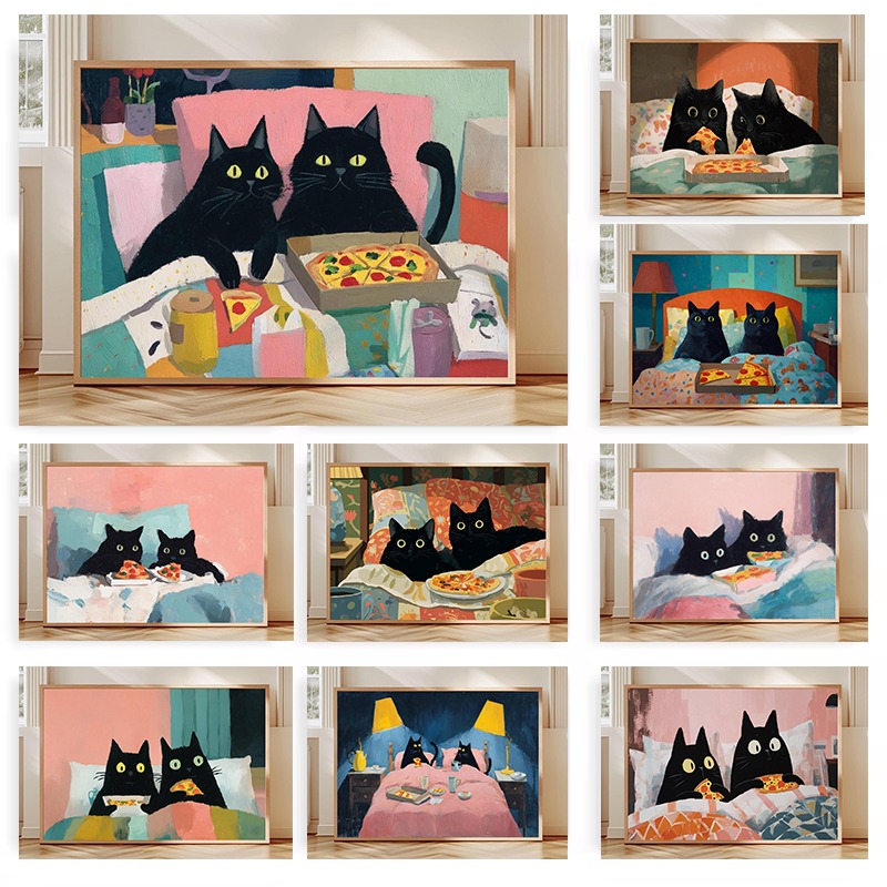 Pet Beds - Poster di Due Gatti Neri che