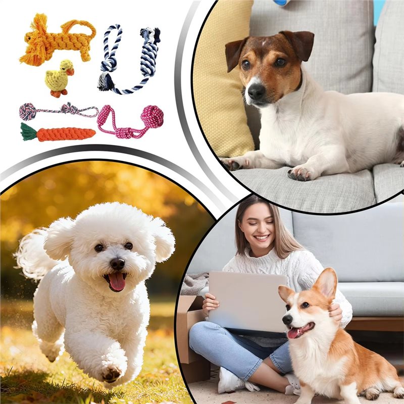 Corda per cani, 6 pezzi, in co - Dog Rope Toy Aggressive Chewers recensione e prezzo